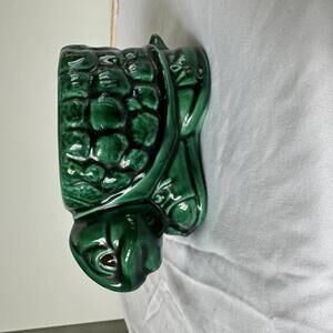 Vtg Sassy Side-Eye Turtle In Sneakers 2 Piece Planter Hand Painted MCM